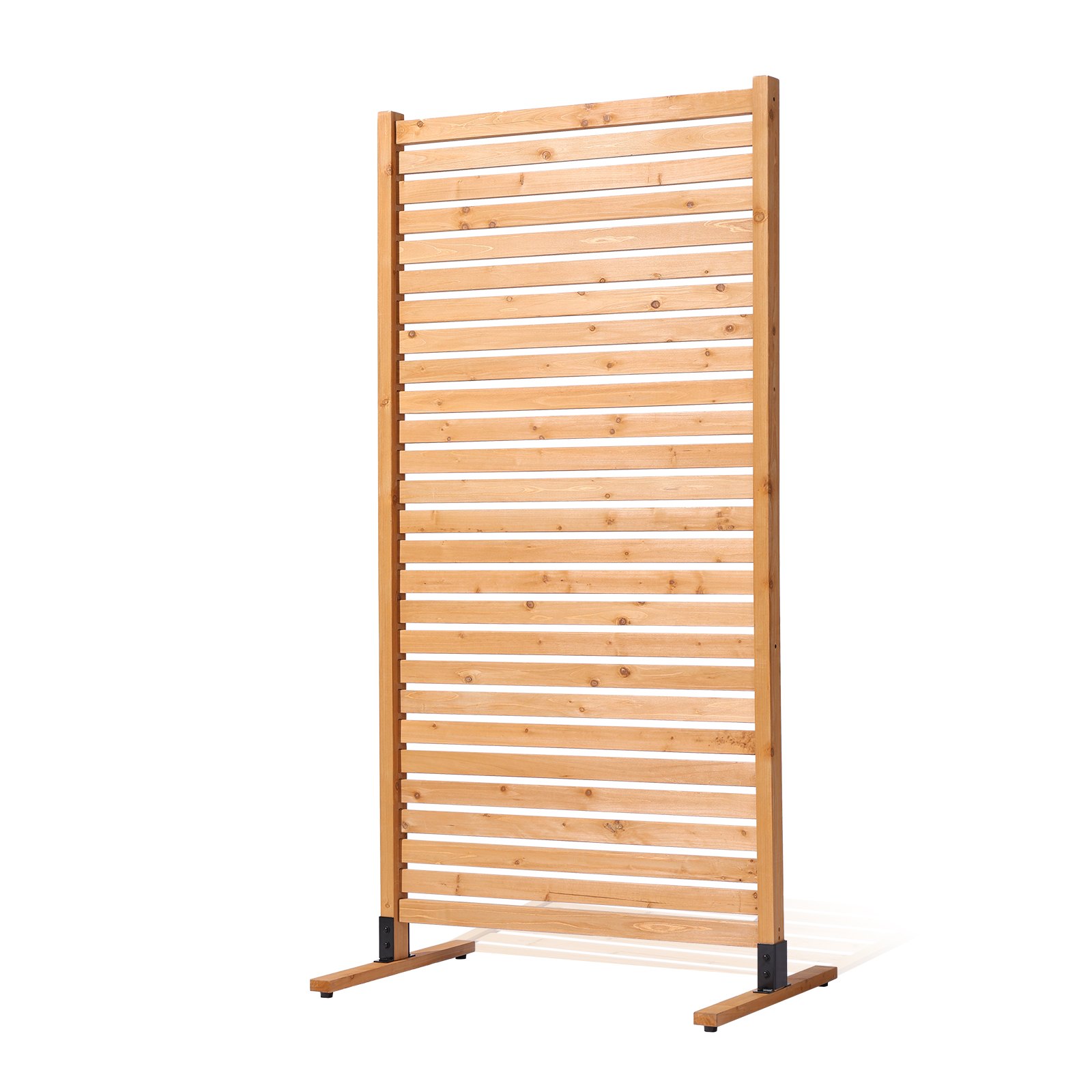 VEVOR Biombo de Madera de 91 x 6,3 x 187 cm, Biombo de Madera Independiente con Soporte, Mampara Decorativa para Patio, Divisor para Exteriores para Balcón, Patio, Césped y Jardín, Color Madera