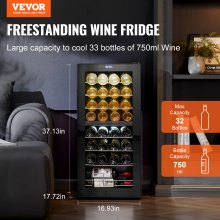 VEVOR Refrigerador de Vino Independiente de Dos Zonas Luz LED 430 x 450 x 943 mm