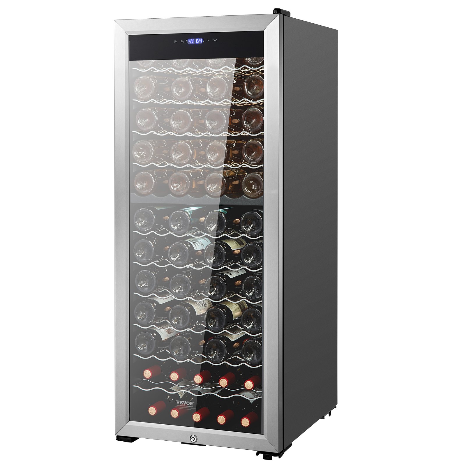VEVOR Wine Cooler/Beverage Cooler with Dual Zones, 80 Bottle Capacity, LED Refrigerator with Stainless Steel Door, Freestanding Beverage Cooler, Mini Fridge/Minibar with UV Protection, 5-18 °C