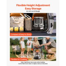 VEVOR Calentador de Queroseno de 2640 W, Portátil, No Eléctrico, 2 en 1, con Altura y Llama Ajustables, Acero Laminado en Frío, para Interiores, Exteriores, Camping y Garajes, 315 x (340-430) mm