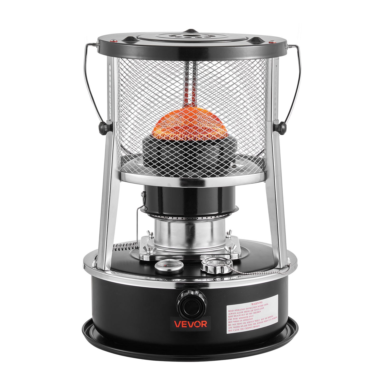 VEVOR Calentador de Queroseno de 2640 W, Portátil, No Eléctrico, 2 en 1, con Altura y Llama Ajustables, Acero Laminado en Frío, para Interiores, Exteriores, Camping y Garajes, 315 x (340-430) mm