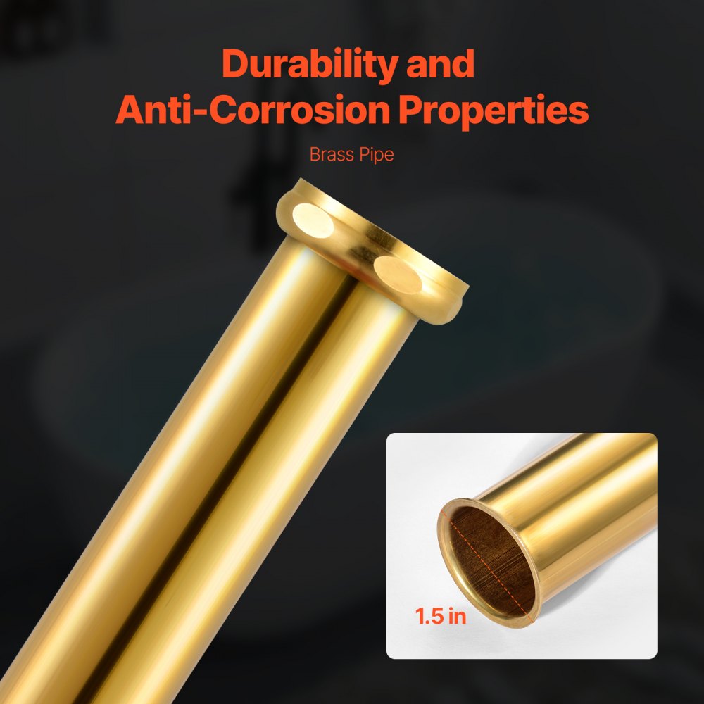 VEVOR Kit de Desagüe para Bañera Independiente de ABS, 2 Tubos de Cola de Latón, con Adaptador ABS de Cola, Compatible con Bañeras Independientes, Montadas en el Piso y las de Isla, 178 x 158 x 102 mm