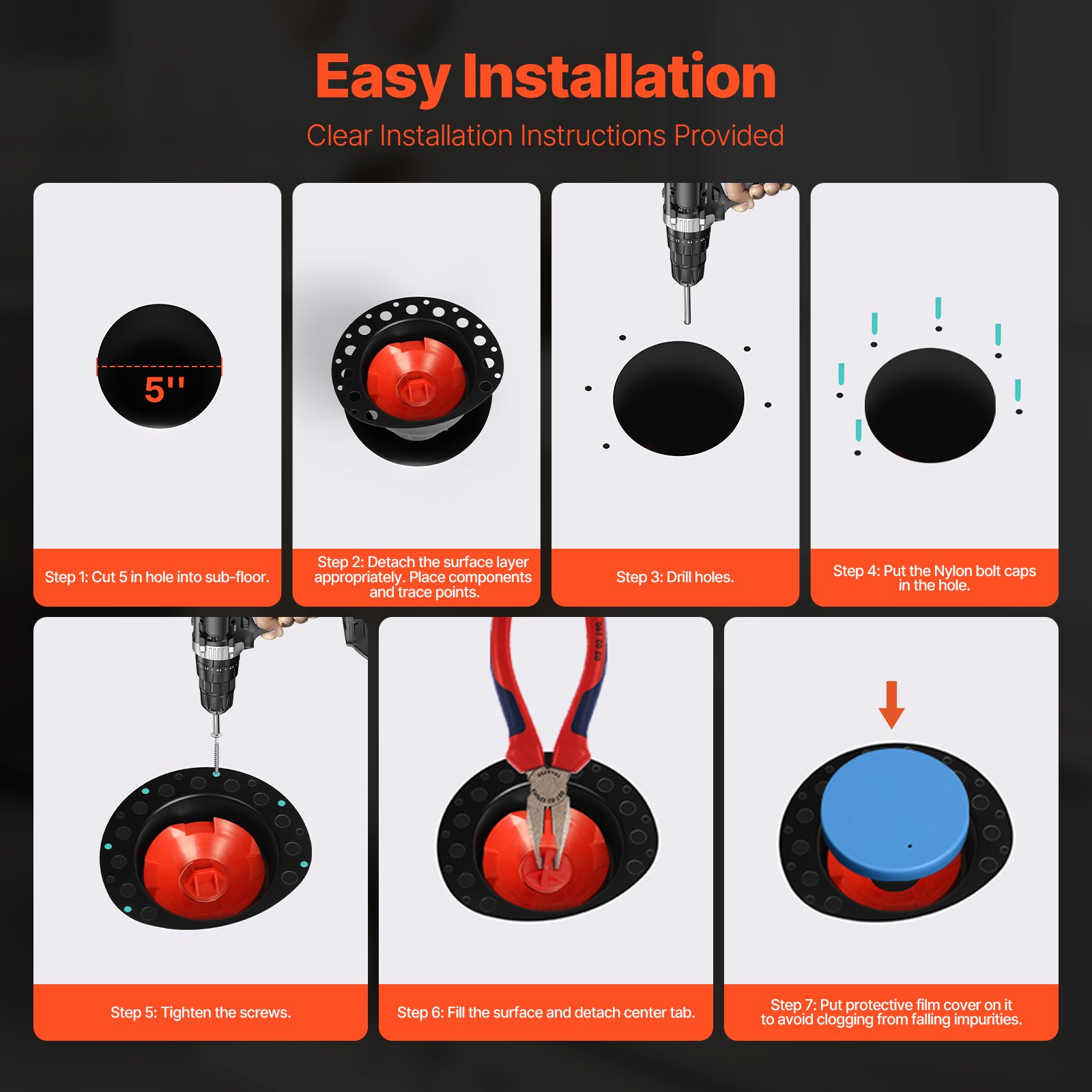 VEVOR PVC drain set for freestanding bathtubs, bathtub drain rough-in set, with PVC adapter for drain fitting, compatible with freestanding bathtubs, floor-mounted bathtubs & island bathtubs