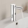 VEVOR Grifo de Lavabo sin Contacto con Sensor a Baño, Grifo Automático para Lavabo, en Forma T, Mezclador Monomando Manos Libres Ajustable, a Pilas, Níquel Cepillado Plateado, 130 x 64 x 190 mm