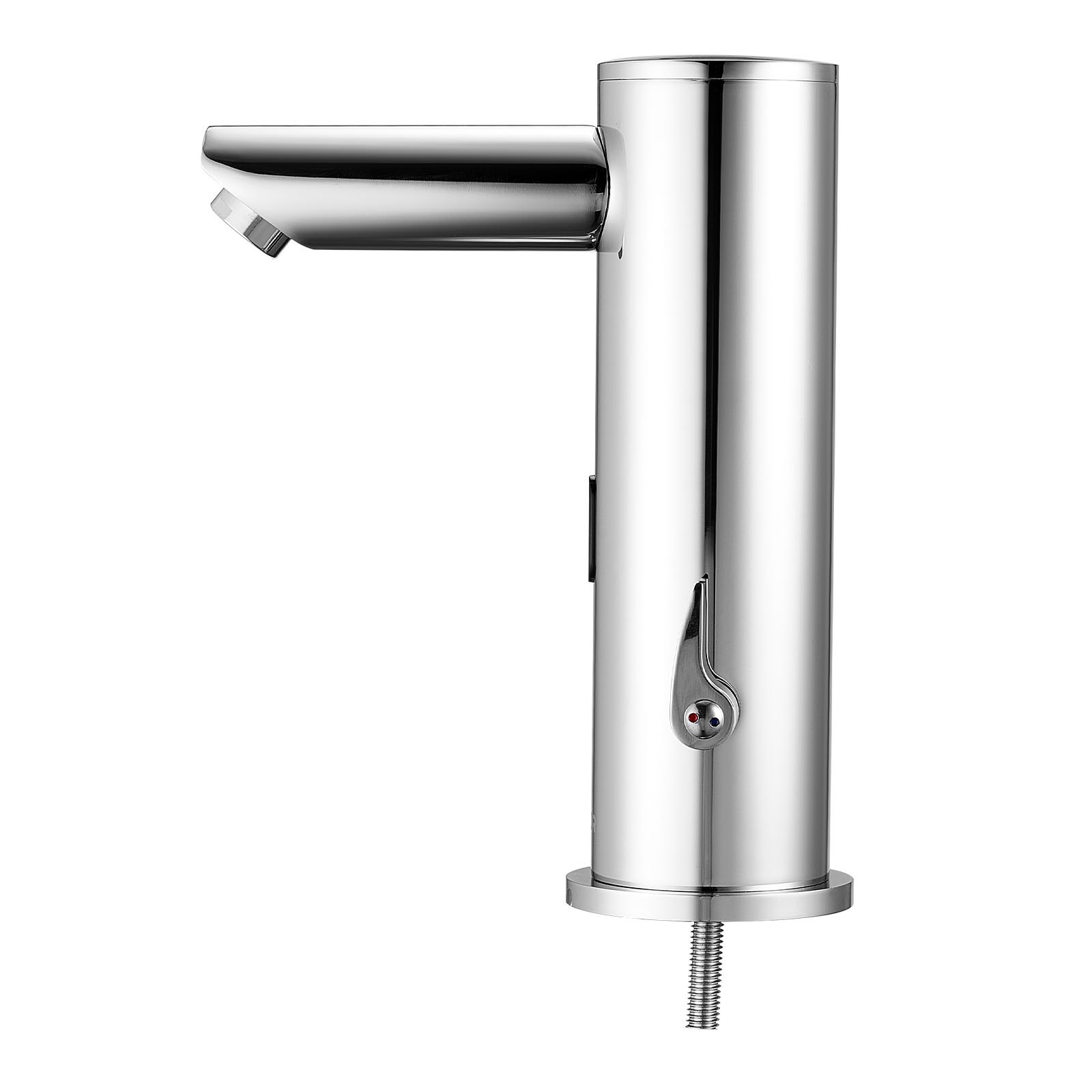 VEVOR Grifo de Lavabo sin Contacto con Sensor a Baño, Grifo Automático para Lavabo, en Forma T, Mezclador Monomando Manos Libres Ajustable, a Pilas, Níquel Cepillado Plateado, 130 x 64 x 190 mm