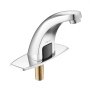 VEVOR Touchless Bathroom Sink Faucet, Automatic Motion Sensor Restroom Toilet Faucet Cold Water with Hole Cover Plate, Battery Operated for 9.5 mm Pipe Commercial Lavatory,Chrome Plated Silver,G233