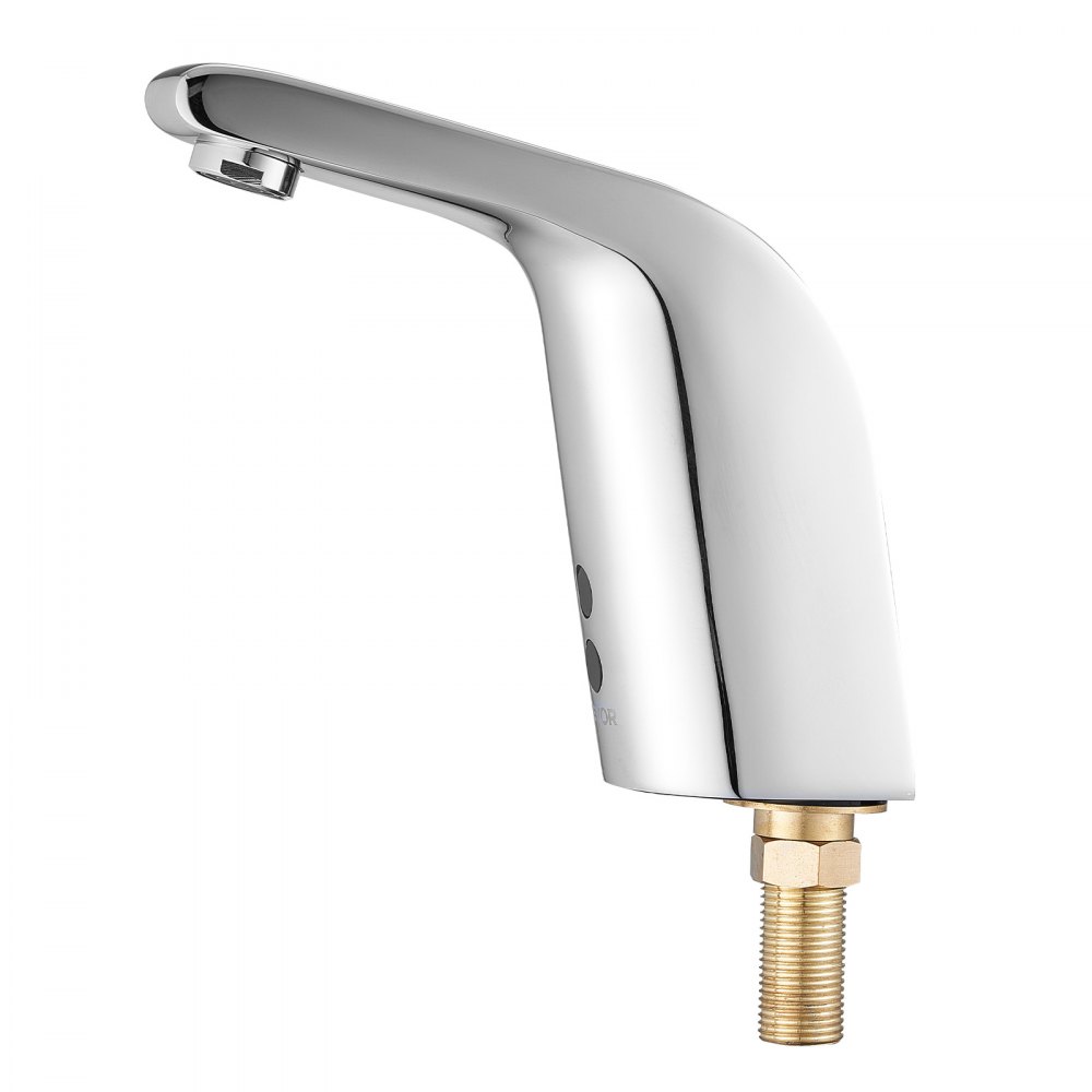 VEVOR Touchless Bathroom Sink Faucet, Automatic Motion Sensor Restroom Toilet Faucet Cold Water with Single Hole, Battery Operated for 9.5 mm Pipe Commercial Lavatory,Chrome Plated Silver