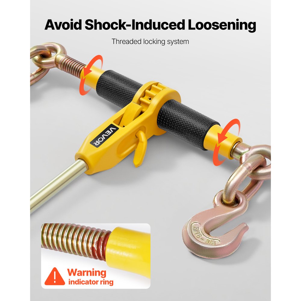 VEVOR Ratchet Chain Binder, 8 mm x 3 m G80 Chains, 3629 kg Working Load of Ratchet Load Binder, Chains and Binders Set, Tie Down Hauling Chain Binders for Hauling, Towing, Logging, Lifting