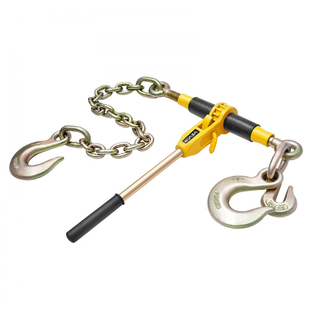 VEVOR Tensor de Trinquete con Cadenas G80 de 10 mm x 62 cm,  2 Piezas Tensores de Trinquete Compatible con Cadenas de 10-12,7 mm Carga de 4173 kg para Asegurar cargas, Remolques y Plataformas