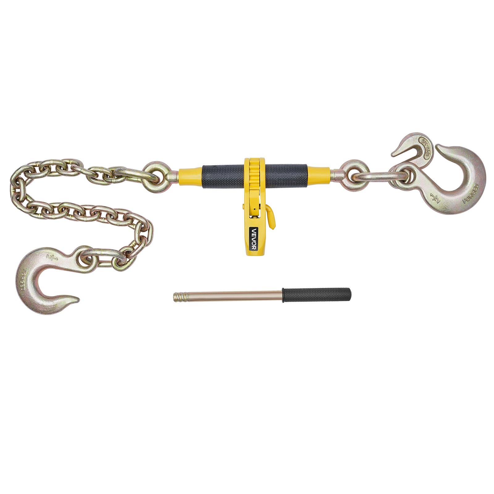 VEVOR Tensor de Trinquete con Cadenas G80 de 10 mm x 62 cm,  2 Piezas Tensores de Trinquete Compatible con Cadenas de 10-12,7 mm Carga de 4173 kg para Asegurar cargas, Remolques y Plataformas