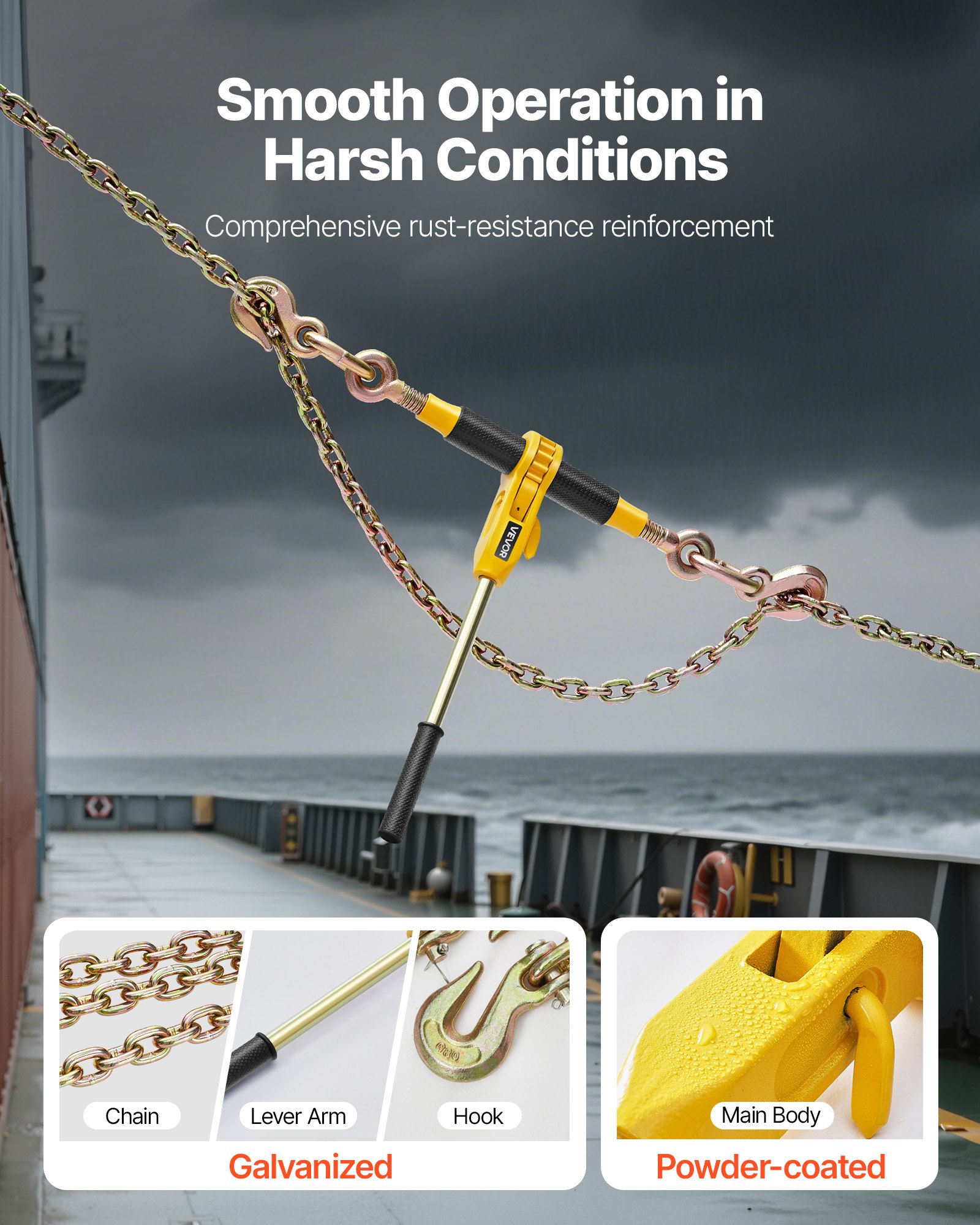 VEVOR Cadena de Amarre Tensor 4 Juegos, Tensor de Trinquete Carga de Trabajo de 3628,7 kg, Carpeta de Carga con Trinquete Mango Antideslizante para Asegurar Cargas, Transporte, Remolques de Camión