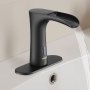 VEVOR Touchless Bathroom Sink Faucet, Automatic Motion Sensor Waterfall Restroom Toilet Faucet with Hole Cover Plate, Modern Electronic Sensor Hot/Cold Water for 9.5 mm Pipe Commercial,Matte Black