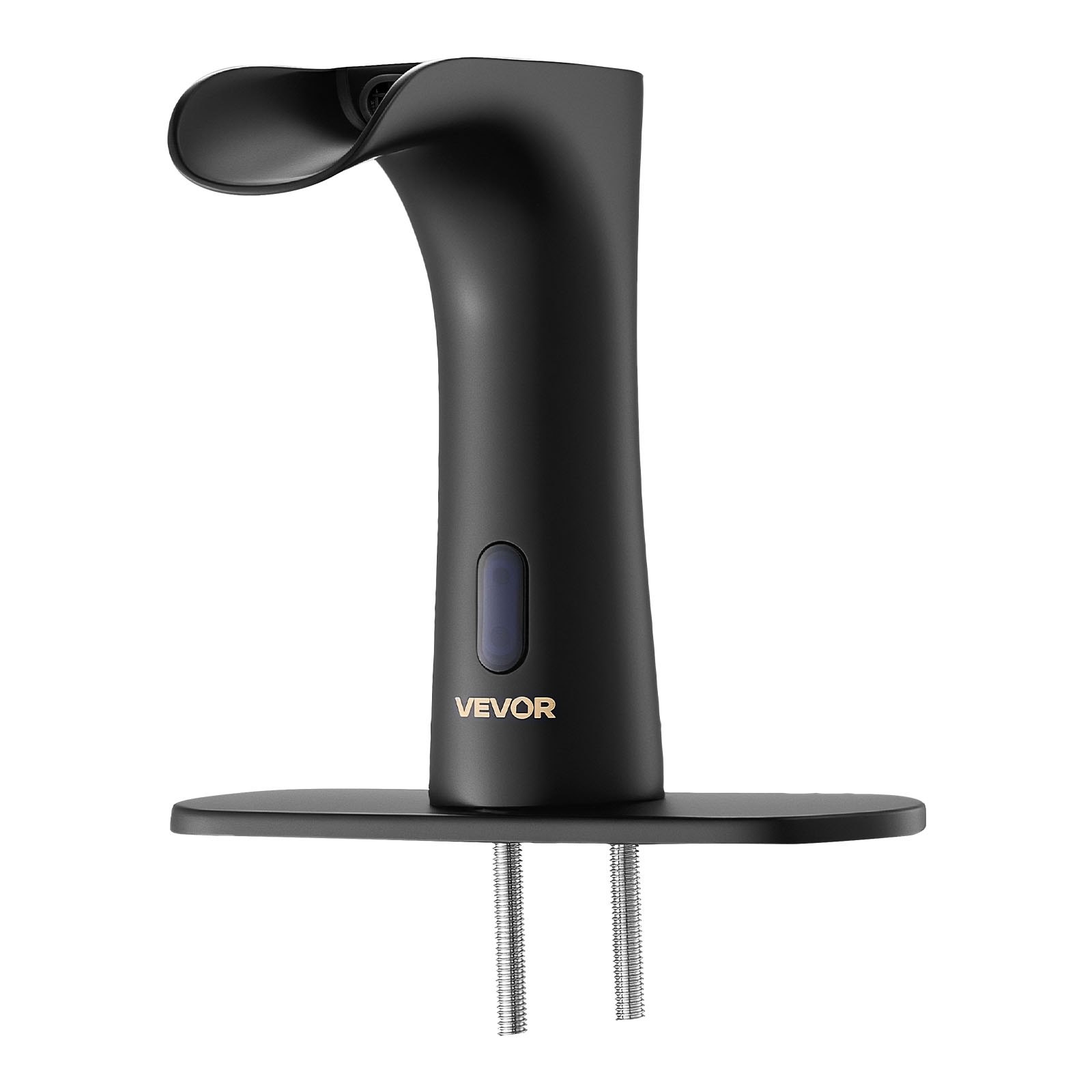 VEVOR Touchless Bathroom Sink Faucet, Automatic Motion Sensor Waterfall Restroom Toilet Faucet with Hole Cover Plate, Modern Electronic Sensor Hot/Cold Water for 9.5 mm Pipe Commercial,Matte Black