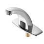 VEVOR Touchless Bathroom Sink Faucet, Automatic Motion Sensor Restroom Toilet Faucet with Hole Cover Plate, Battery Operated,Hot/Cold Water for 9.5 mm Pipe Commercial Lavatory,Chrome Plated Silver