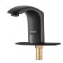 VEVOR Touchless Bathroom Sink Faucet, Automatic Motion Sensor Restroom Toilet Faucet with Hole Cover Plate, Battery Operated,Adjustable Temperature for 9.5 mm Pipe Commercial Lavatory,Matte Black
