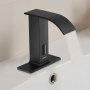 VEVOR Touchless Bathroom Sink Faucet, Automatic Motion Sensor Waterfall Restroom Toilet Faucet with Hole Cover Plate, Battery Operated,Hot/Cold Water for 9.5 mm Pipe Commercial Lavatory,Matte Black