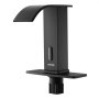 VEVOR Touchless Bathroom Sink Faucet, Automatic Motion Sensor Waterfall Restroom Toilet Faucet with Hole Cover Plate, Battery Operated,Hot/Cold Water for 9.5 mm Pipe Commercial Lavatory,Matte Black