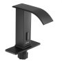 VEVOR Touchless Bathroom Sink Faucet, Automatic Motion Sensor Waterfall Restroom Toilet Faucet with Hole Cover Plate, Battery Operated,Hot/Cold Water for 9.5 mm Pipe Commercial Lavatory,Matte Black