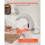 VEVOR Grifo de Lavabo Automático sin Contacto, con Sensor, Níquel Cepillado, Cuello de Cisne, Manos Libres, Grifo a Pilas con Temperatura Fría/Caliente Ajustable, 160 x 45 x 125 mm, 7,6 L/min