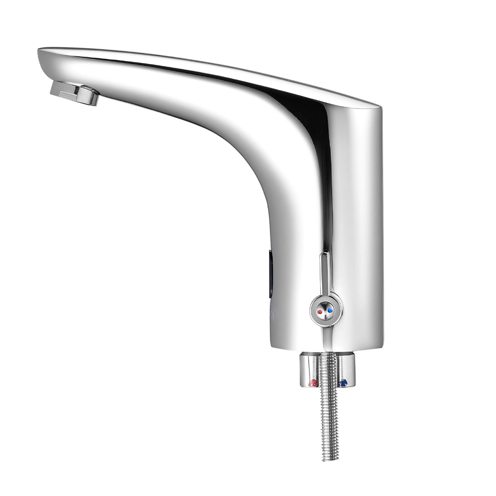 VEVOR Grifo de Lavabo Automático sin Contacto a Baño, Mezclador Monomando Ajustable con Manos Libres, Funciona con Pilas, con Sensor, Cromado Plateado, Redondo, en Forma de L, 170 x 55 x 150 mm