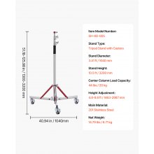 VEVOR Soporte de Iluminación Resistente con Ruedas Altura Máxima 320 cm Trípode