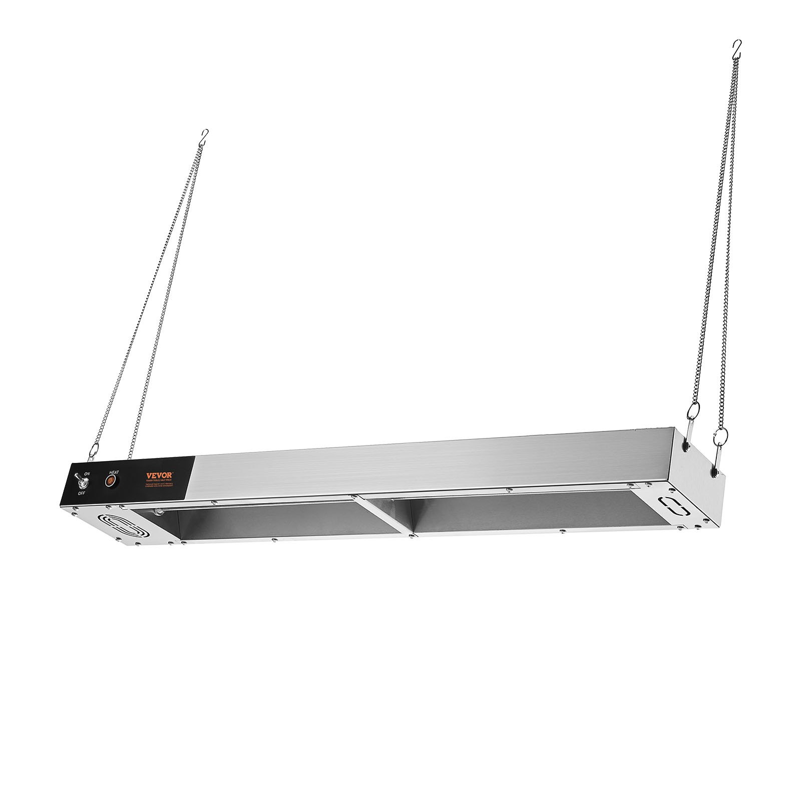 VEVOR Calentador de Bandeja de Patatas Fritas de Acero Inoxidable Lámpara de Calentador de Alimentos con Tira Comercial 850 W Estación Dispensadora de Luz de Calor Eléctrica para Buffet, Restaurante