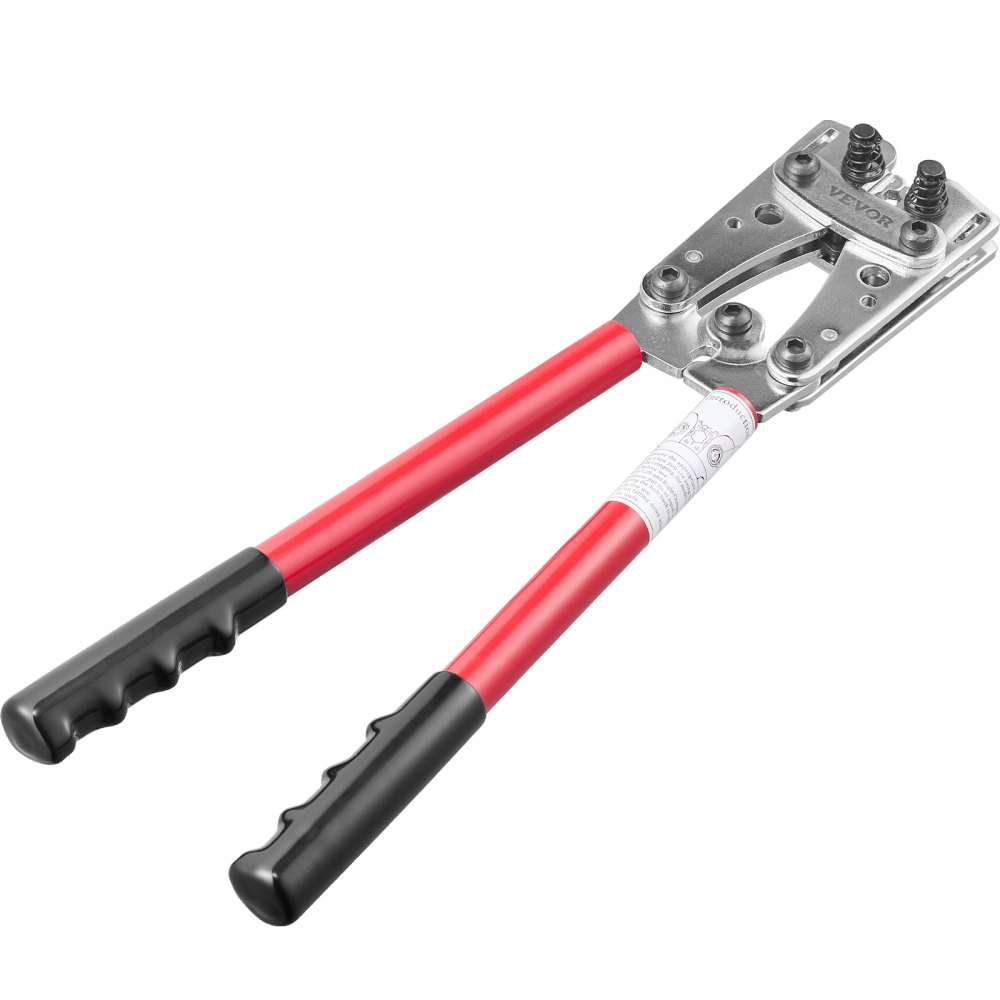 VEVOR Alicates para Prensar de Aluminio de Cobre 6/10/16/25/35/50 mm² Herramienta para Prensar Enchufes de Cable de Batería AWG10-1/0 con Cortador de Cable 6 tamaños 95 Conectores Anillo de Cobre
