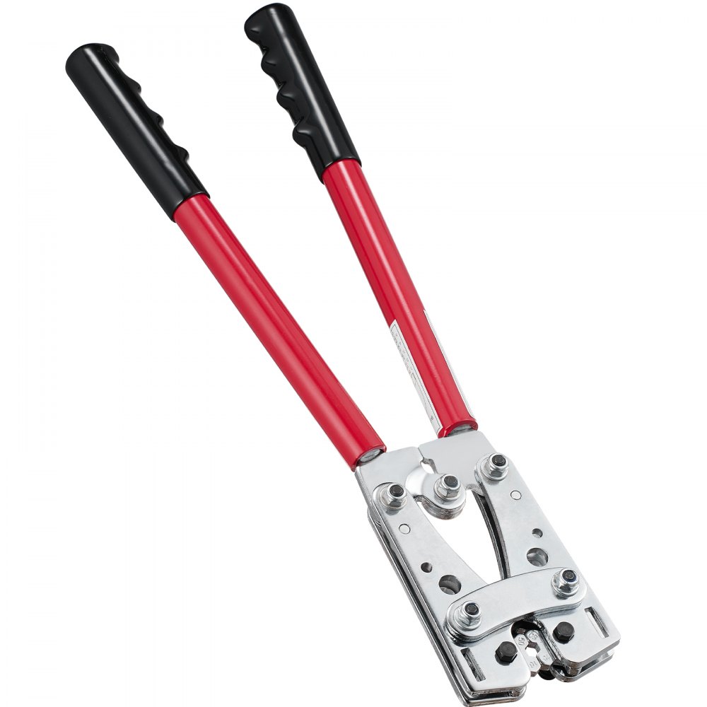 VEVOR Alicates para Prensar de Aluminio de Cobre 6/10/16/25/35/50 mm² Herramienta para Prensar Enchufes de Cable de Batería AWG10-1/0 con Cortador de Cable 6 tamaños 95 Conectores Anillo de Cobre