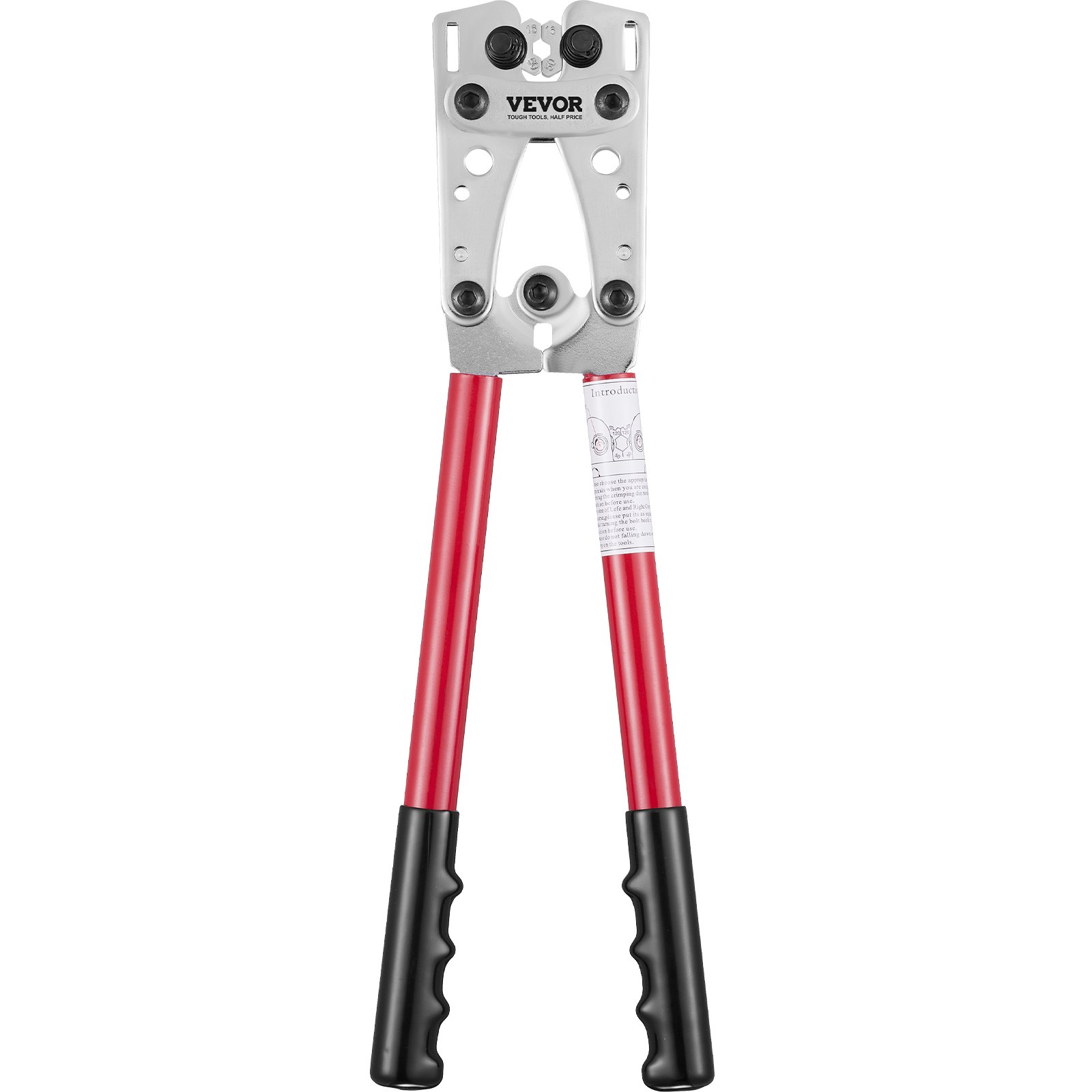 VEVOR Alicates para Prensar de Aluminio de Cobre 6/10/16/25/35/50 mm² Herramienta para Prensar Enchufes de Cable de Batería AWG10-1/0 con Cortador de Cable 6 tamaños 95 Conectores Anillo de Cobre