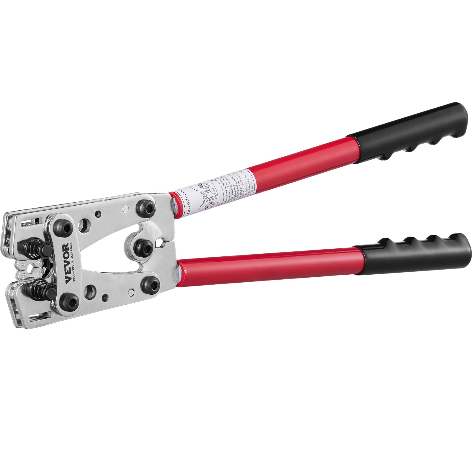 VEVOR Alicates para Prensar de Aluminio de Cobre 6/10/16/25/35/50 mm² Herramienta para Prensar Enchufes de Cable de Batería AWG10-1/0 con Cortador de Cable 6 tamaños 95 Conectores Anillo de Cobre