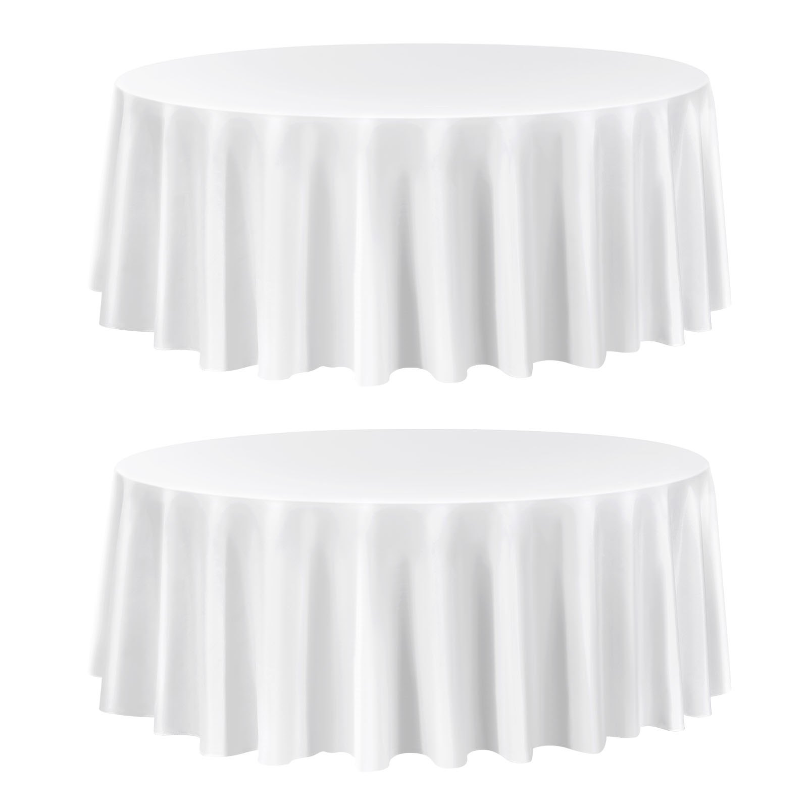 VEVOR Manteles Redondos de 3048 mm, Elegantes y Versátiles, Resistentes a las Arrugas, Lavables a Máquina, de Poliéster, para Fiestas, Bodas, Banquetes y Eventos Formales, Color Blanco, 2 uds