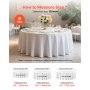 VEVOR Manteles Redondos de 3048 mm, Elegantes y Versátiles, Resistentes a las Arrugas, Lavables a Máquina, de Poliéster, para Fiestas, Bodas, Banquetes y Eventos Formales, Color Blanco, 6 uds