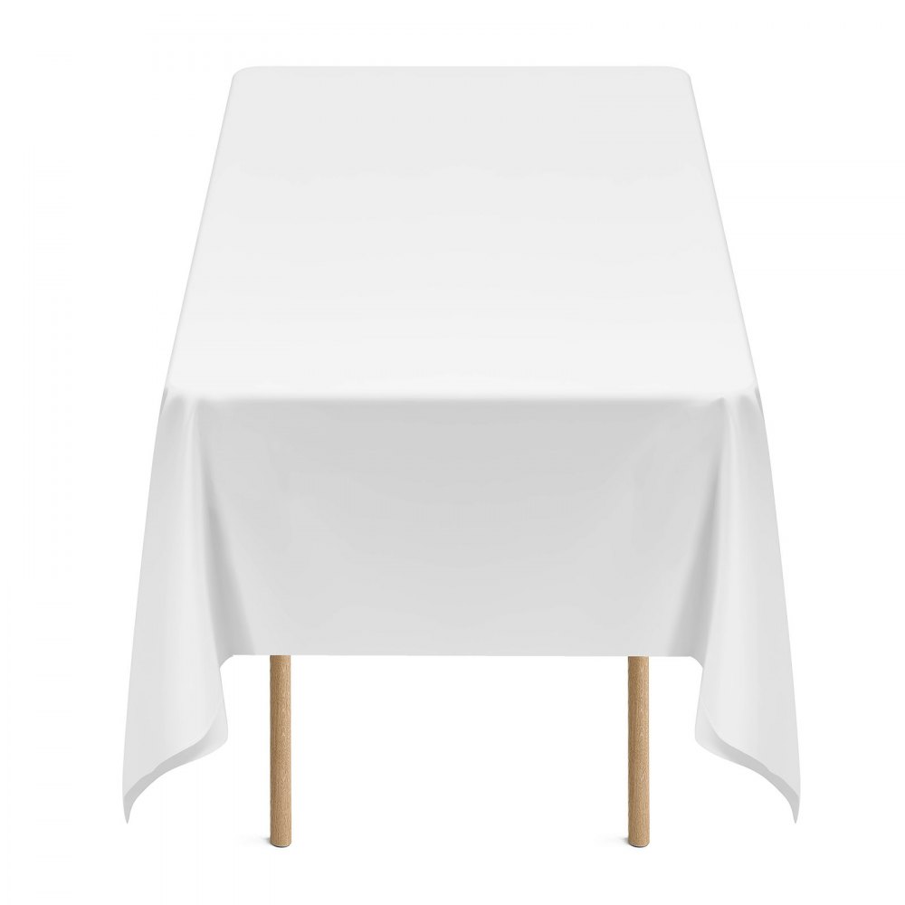 VEVOR Manteles Rectangulares, 1524 x 2591 mm, Reutilizables, Lavables a Máquina, de Tela 100% Poliéster, para Fiestas, Bodas, Banquetes o Cualquier Otra Decoración Festiva, Color Blanco, 6 uds