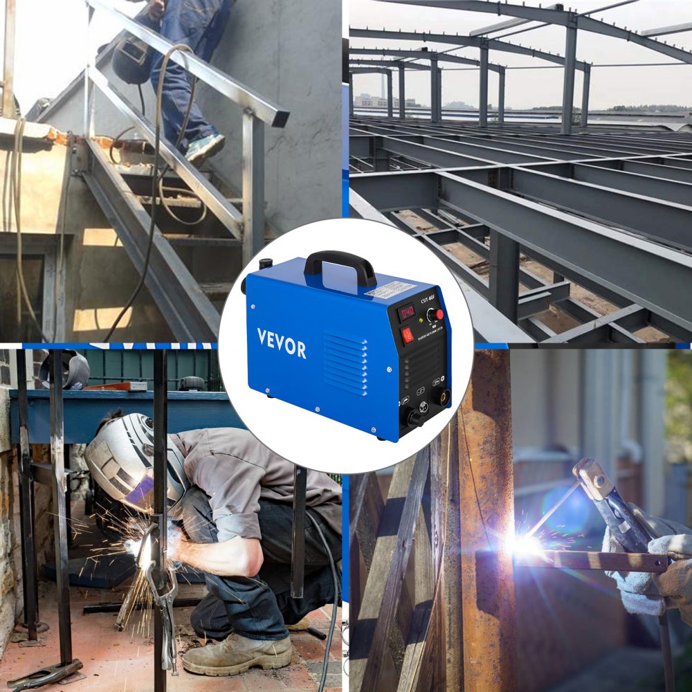VEVOR Cortador de Plasma Portátil CUT40F 40A 230V Inversor de Máquina de Corte 12MM Ciclo de Trabajo 60% Máquina de Corte por Plasma de Aire Alta Frecuencia con Pantalla LCD y Accesorios Herramientas