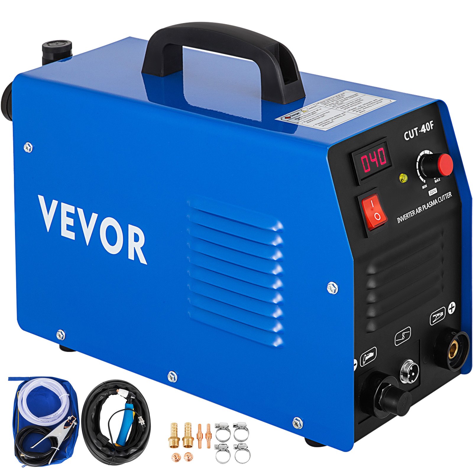 VEVOR Cortador de Plasma Portátil CUT40F 40A 230V Inversor de Máquina de Corte 12MM Ciclo de Trabajo 60% Máquina de Corte por Plasma de Aire Alta Frecuencia con Pantalla LCD y Accesorios Herramientas