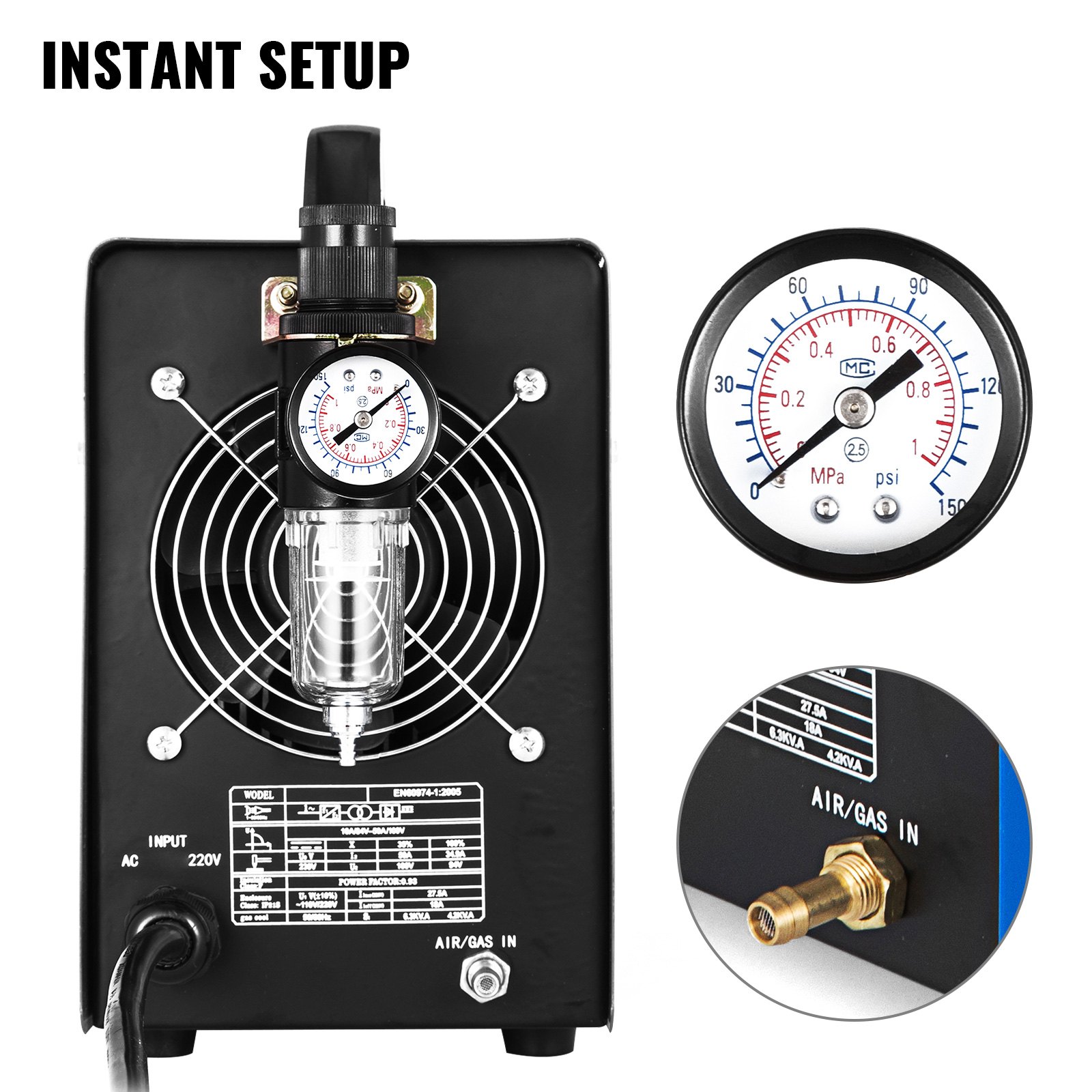 VEVOR Cortador de Plasma Portátil CUT40F 40A 230V Inversor de Máquina de Corte 12MM Ciclo de Trabajo 60% Máquina de Corte por Plasma de Aire Alta Frecuencia con Pantalla LCD y Accesorios Herramientas