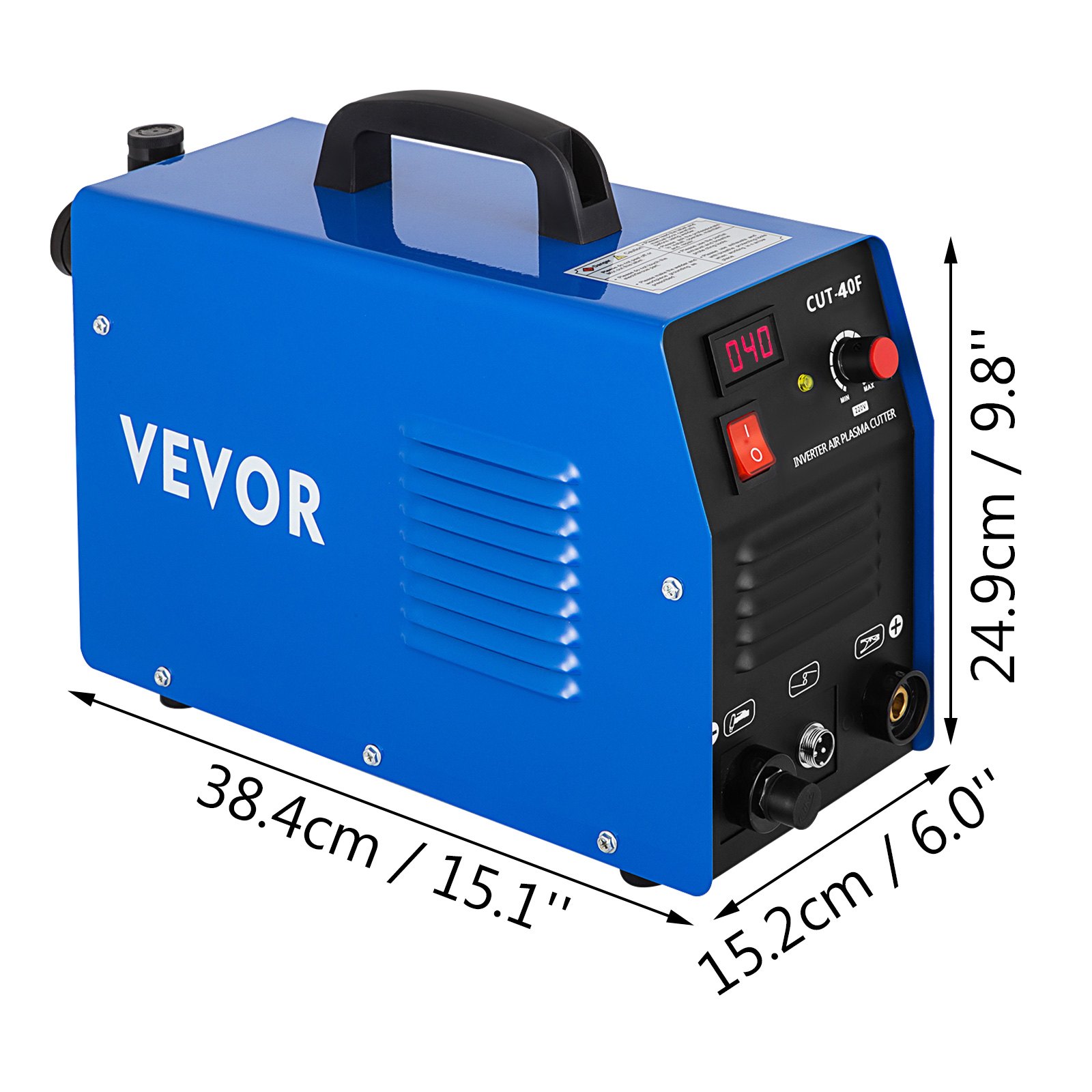 VEVOR Cortador de Plasma Portátil CUT40F 40A 230V Inversor de Máquina de Corte 12MM Ciclo de Trabajo 60% Máquina de Corte por Plasma de Aire Alta Frecuencia con Pantalla LCD y Accesorios Herramientas