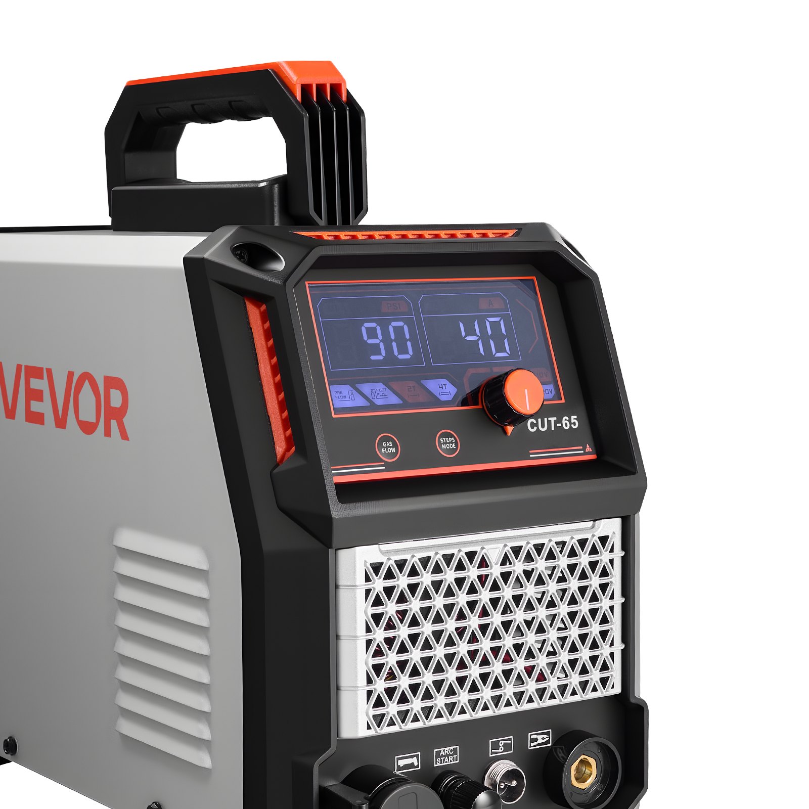 VEVOR Cortadora de Plasma 65 A Máquina de Corte por Plasma de Arco Piloto sin Contacto, Inversor IGBT con Pantalla Digital, Función 2T/4T y Tiempo PA/PT Ajustable para Reparaciones Domésticas