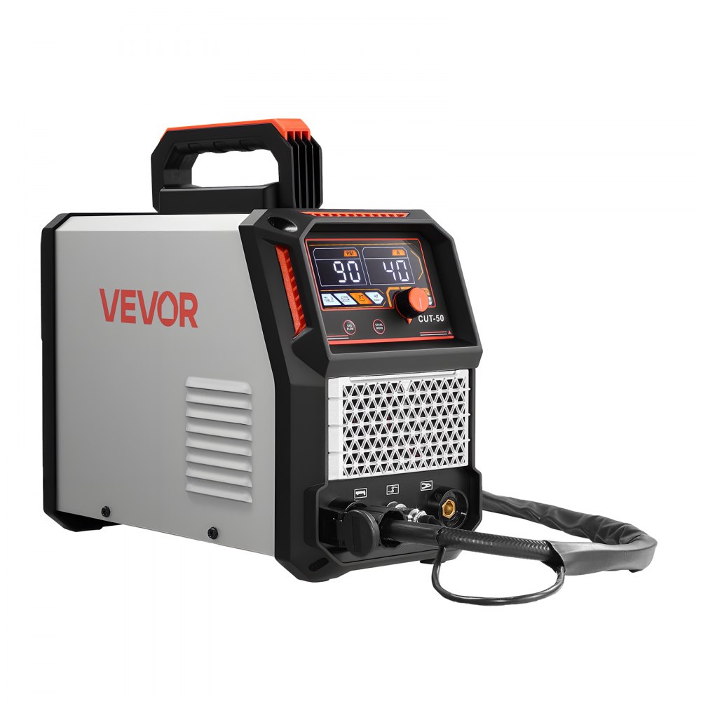 VEVOR Cortadora de Plasma de 50 A y 220 V con Inversor IGBT y Pantalla Digital, Control Inteligente, Función 2T/4T y Tiempo PA/PT Ajustable para Reparaciones Domésticas y Talleres para Garajes