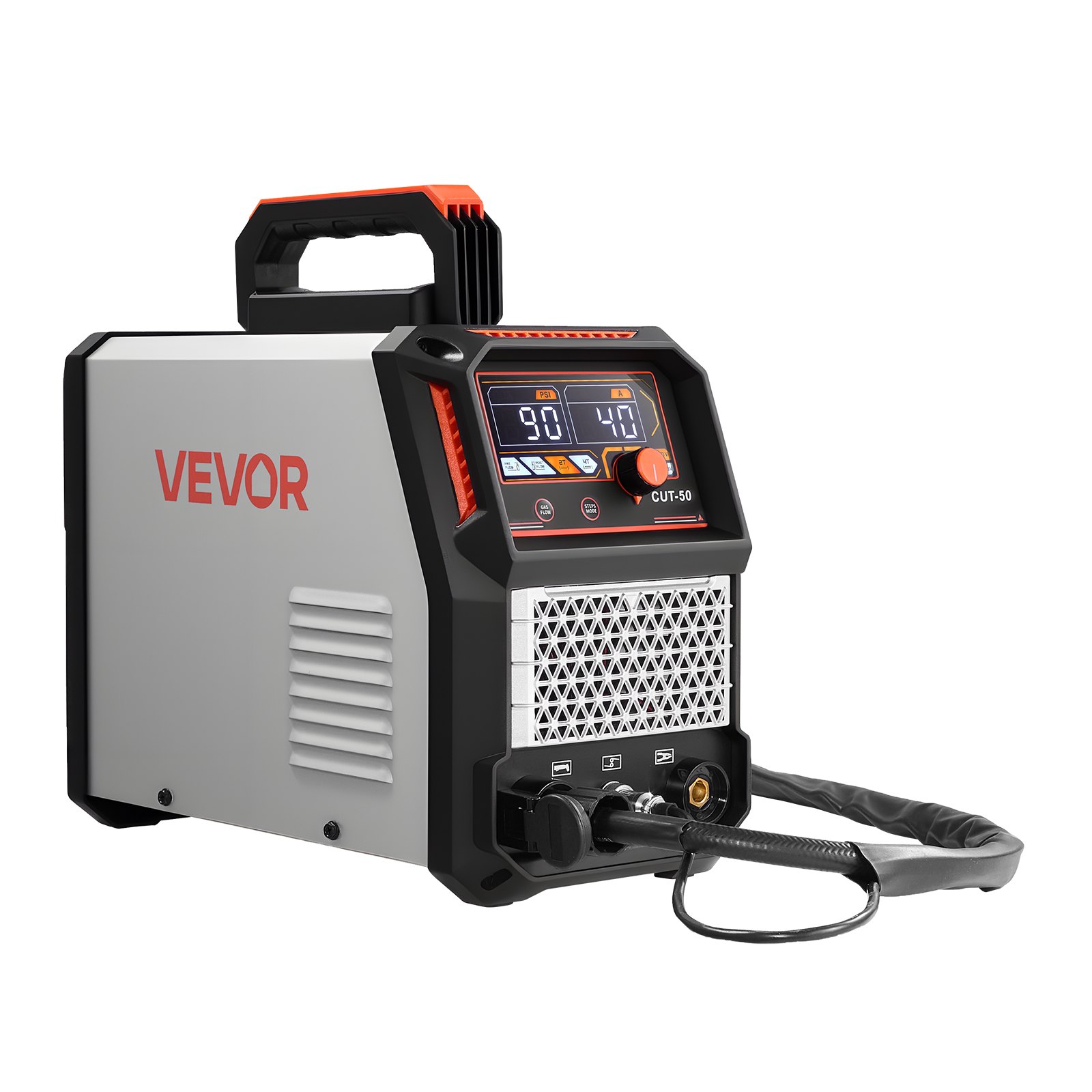 VEVOR Cortadora de Plasma de 50 A y 220 V con Inversor IGBT y Pantalla Digital, Control Inteligente, Función 2T/4T y Tiempo PA/PT Ajustable para Reparaciones Domésticas y Talleres para Garajes