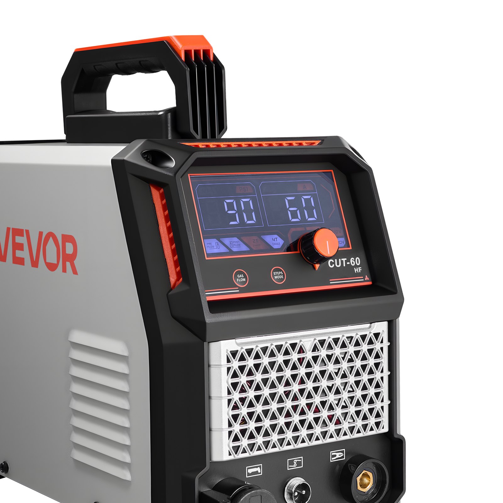 VEVOR Cortadora de Plasma 60 A Máquina de Corte por Plasma con Inversor IGBT, Pantalla Digital, Función 2T/4T y Tiempo PA/PT Ajustable para Reparaciones Domésticas, Alimentación Trifásica de 400 V