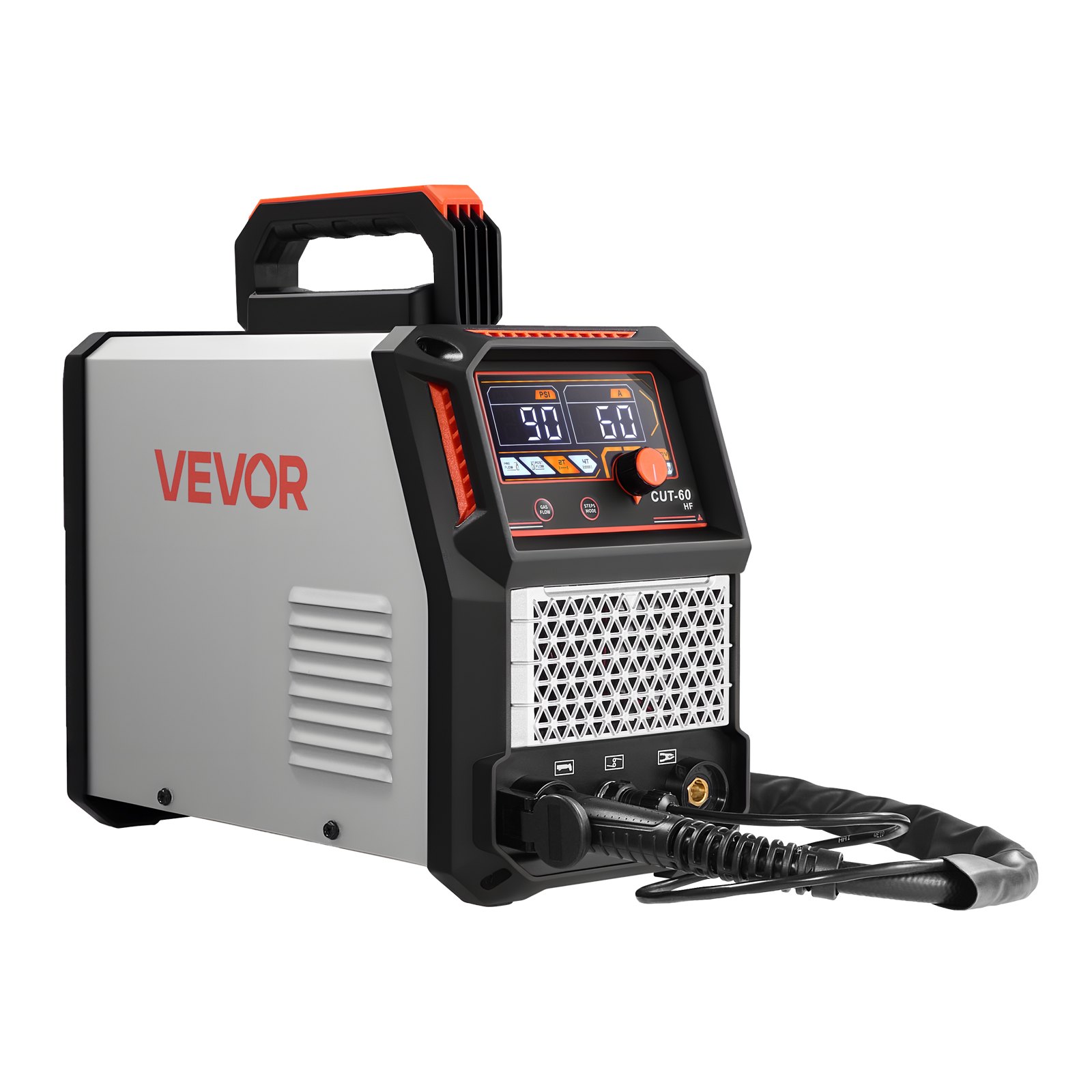 VEVOR Cortadora de Plasma 60 A Máquina de Corte por Plasma con Inversor IGBT, Pantalla Digital, Función 2T/4T y Tiempo PA/PT Ajustable para Reparaciones Domésticas, Alimentación Trifásica de 400 V