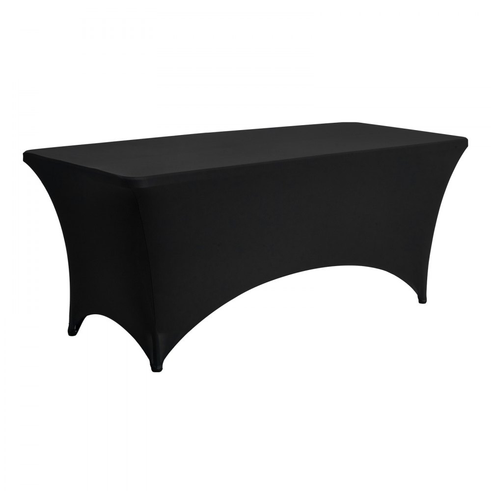 VEVOR Manteles Rectangulares de Licra Elástica para Mesas, Lavables y Antiarrugas,  95 % Poliéster y 5 % Elastano, para Fiestas, Bodas, Banquetes y Festivales, Negro, 10 uds, 183 x 76 x 76 cm