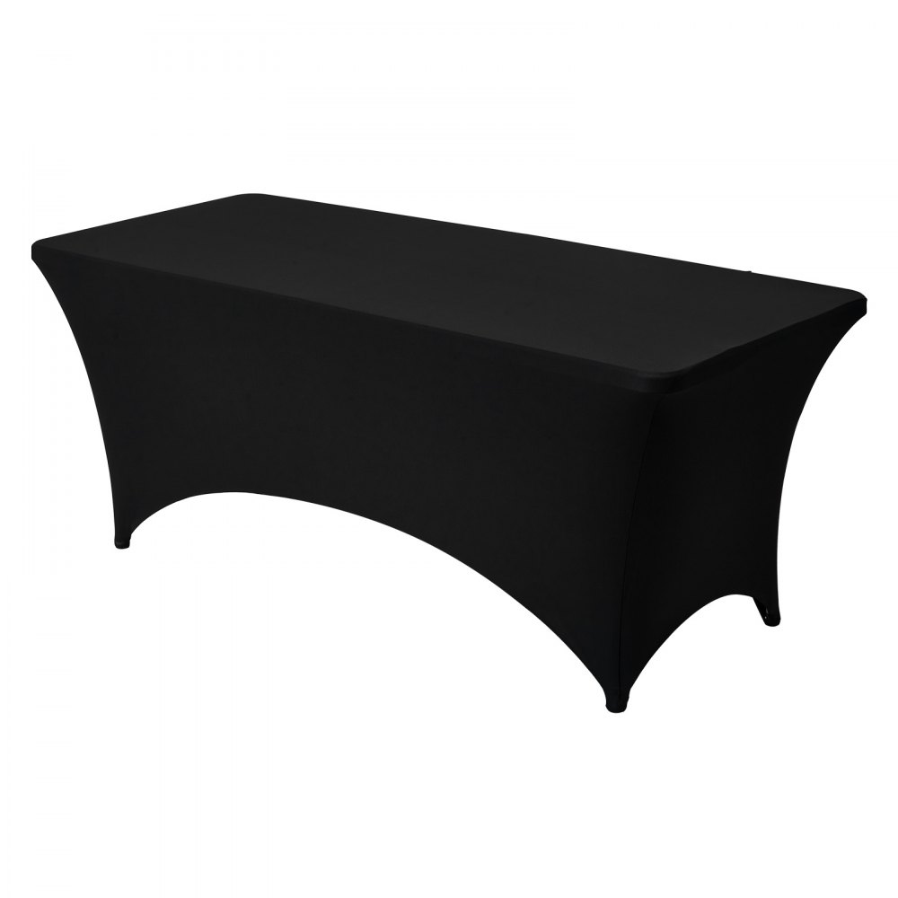 VEVOR Manteles Rectangulares de Licra Elástica para Mesas, Lavables y Antiarrugas,  95 % Poliéster y 5 % Elastano, para Fiestas, Bodas, Banquetes y Festivales, Negro, 3 uds, 183 x 76 x 76 cm