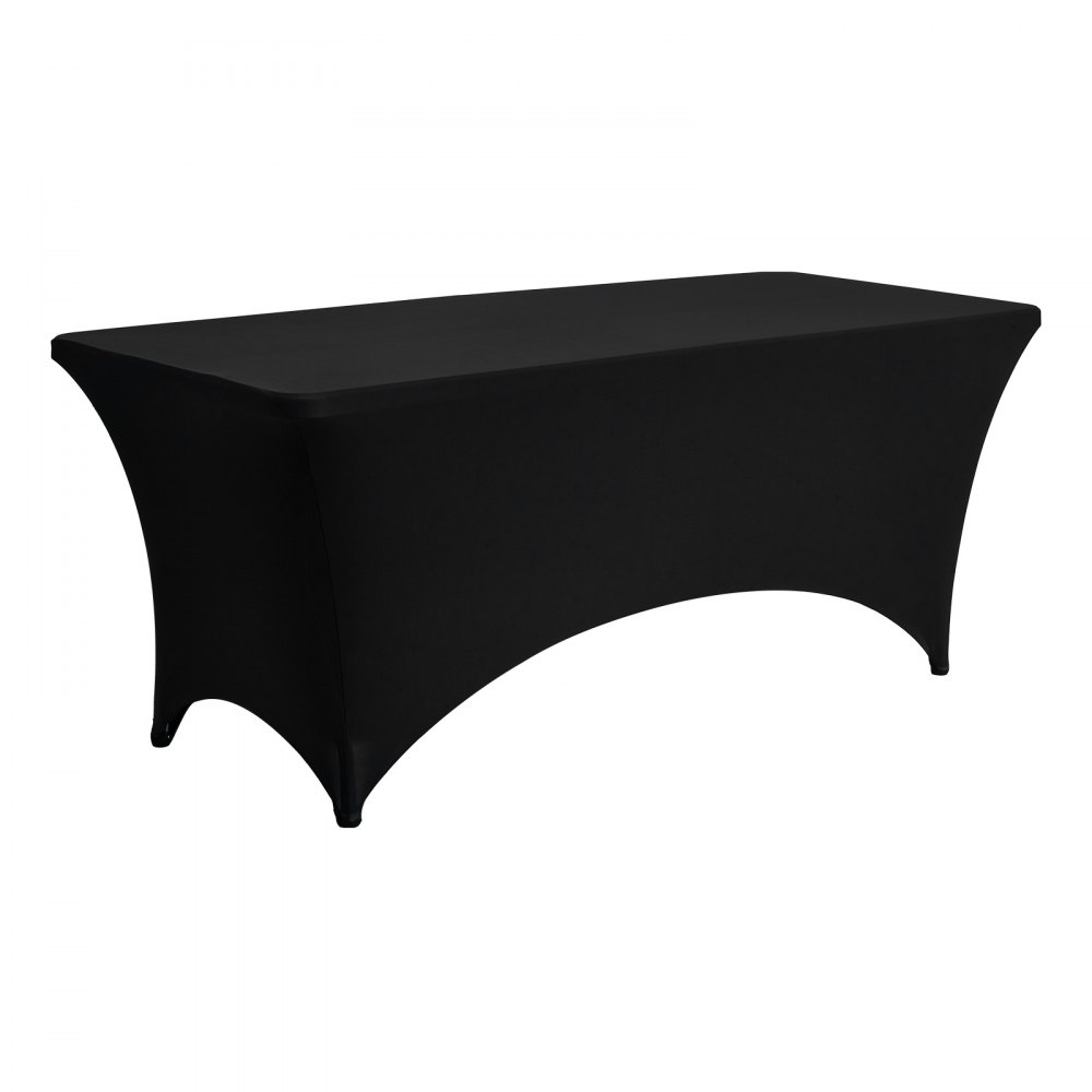 VEVOR Manteles Rectangulares de Licra Elástica para Mesas, Lavables y Antiarrugas,  95 % Poliéster y 5 % Elastano, para Fiestas, Bodas, Banquetes y Festivales, Negro, 6 uds, 183 x 76 x 76 cm