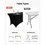 VEVOR Manteles Rectangulares de Licra Elástica para Mesas, Lavables y Antiarrugas,  95 % Poliéster y 5 % Elastano, para Fiestas, Bodas, Banquetes y Festivales, Negro, 6 uds, 183 x 76 x 76 cm