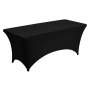 VEVOR Manteles Rectangulares de Licra Elástica para Mesas, Lavables y Antiarrugas,  95 % Poliéster y 5 % Elastano, para Fiestas, Bodas, Banquetes y Festivales, Negro, 6 uds, 183 x 76 x 76 cm