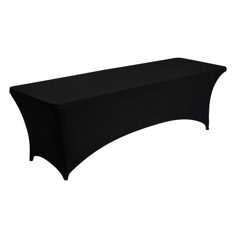 VEVOR Manteles Rectangulares de Licra Elástica para Mesas, Lavables y Antiarrugas,  95 % Poliéster y 5 % Elastano, para Fiestas, Bodas, Banquetes y Festivales, Negro, 6 uds, 244 x 76 x 76 cm
