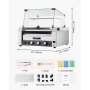VEVOR Parrilla de Acero Inoxidable para Perros Calientes de 2400 W con Calentador de Panecillos, Cubierta, Control de 3 Temperaturas, Caja de Almacenamiento Lateral, 11 Rodillos, 5 r/min, Plata