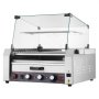 VEVOR Parrilla de Acero Inoxidable para Perros Calientes de 2400 W con Calentador de Panecillos, Cubierta, Control de 3 Temperaturas, Caja de Almacenamiento Lateral, 11 Rodillos, 5 r/min, Plata